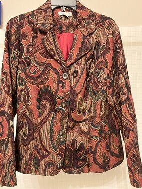 Coldwater Creek Multicolor Paisley Blazer in Rust and Green